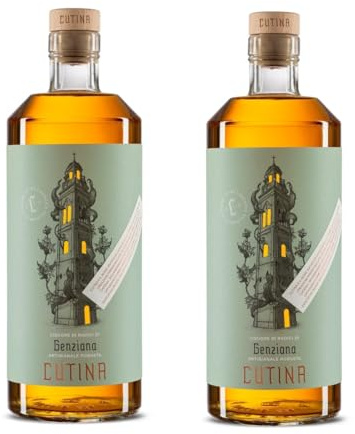 La Robusta – Liquore di Genziana Artigianale 1Lt | 22% vol |Radice di Genziana Lutea | Amaro Abruzzese | Made in Italy | Cutina Liquori (BOX DA 2 BOTTIGLIE)