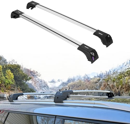 Car Roof Rack Cross Bars For Mg Hs Suv 2024 Onwards Flush Rails | Axenture Lockable Aerodynamic Grey Aluminium Roof Bars, Set of 2, 75 kg Dynamic, 150 kg Static, T-Slot for Luggage Carriers