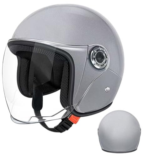 Casco Moto Jets, Caschi Antinfortunistica Con Visiera, Traspirante Casco Scooter Uomo Donna, Aperto Moto Mezzo Jets Vintage, Sicurezza Anti-Collisione Adulto