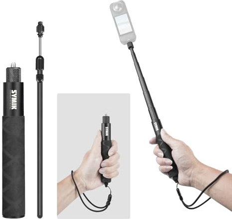 SYMIK 70 cm Unsichtbarer Selfie Stick, Einbein Stativ für Insta360 X6 X5 X4 | Verlängerungsstange aus Aluminiumlegierung, Tragbares Einbeinstativ für Insta 360 X6 X5 X4 Air X3 X2 und DJI Osmo 360