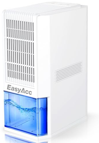 EasyAcc® Reusable Dehumidifier for Bathroom-1.3L/Day Dehumidify-2000ml Warter Tank with Sleep Mode/85W/Auto Shut off/7 LED Helps to Prevent Mould Musty Smells Bathroom Wardrobe Q22