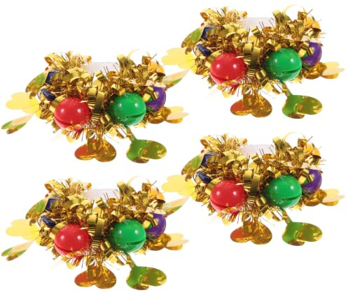 Toyvian Lot de 4 Bracelets pour Spectacles de Danse avec Clochettes en Plastique et Ruban Adhésif, Accessoires pour Chorégraphie de Cheerleading et Performances de Gymnastique