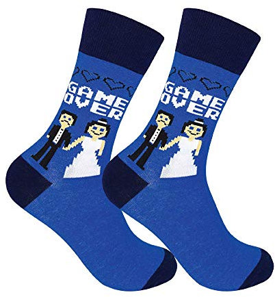 FUNATIC Game Over Crew Socken | Originelle Unisex lustige Hochzeit Tag kalte Füße Geschenk Bekleidung für Männer Frauen Erwachsene Jahrestag | Beste Bräutigam Braut Ehemann Ehefrau Geschenk mit