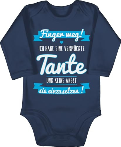 Shirtracer - Baby Body langarm Mädchen Junge - Ich habe eine verrückte Tante Blau