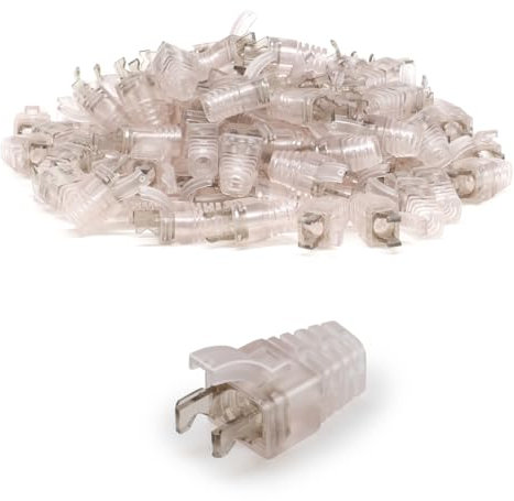 Waytex 37181 Manchons transparent RJ45 avec Maintien Mécanique type Surmoulage, diam. 6mm, pour Connecteurs et Câble Réseau Ethernet Blindé et non Blindé – Sachet de 100