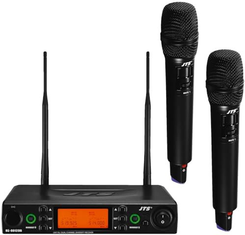 JTS RU-8012DB - RU-850LTH Radiomicrofono UHF PLL 2 trasmettitori Palmare da 100m (690-726 MHZ), Nero