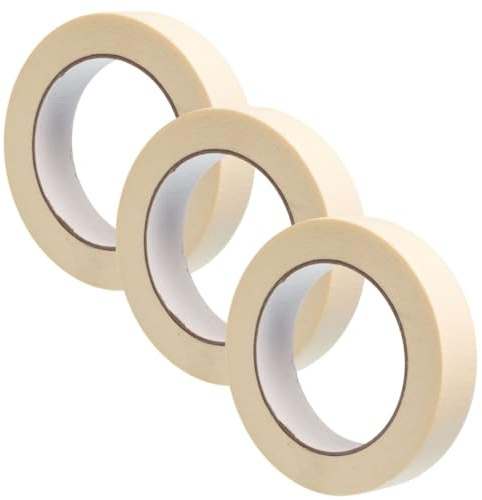 GTSE Masking Tape, 25mm (1”) x 50m, Triple Pack Cream Painters Tape for Painting, Decorating and DIY, 3 Rolls