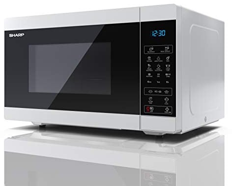 SHARP YC-MG252AU-W 25 Litre 900W Digital Microwave with 1000W Grill, 11 power levels, ECO Mode, defrost function, LED cavity light - White