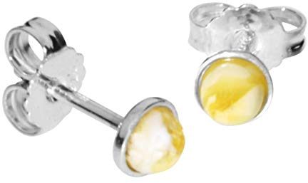 Ohrstecker - Classic 4 mm - Silber 925/000 - Bernstein