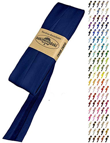 Sandras-Bastelladen Schrägband/Einfassband Baumwolle Uni gefalzt 5m x 20mm 210-Marineblau