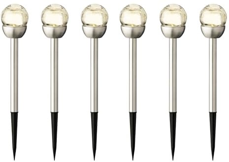 LED Solarleuchte 24cm 6 Stück für außen Garten Balkonkasten Dauerbetrieb 6h warmweiß - Solar Gartenleuchte Gartenstecker Solarstecker Stableuchte Kunststoff