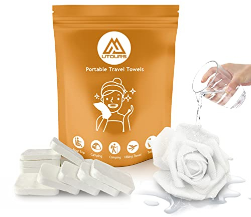 UTOURS 10PCS Compressed Towels, Reusable Toilet Paper Tablets Coin Tissues Camping Wipes, Portable Towels for Home Beauty and Outdoors Hiking
