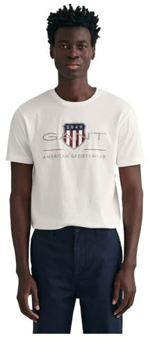 Gant Herren Reg Archive Shield T-Shirt T Shirt, Weiß, XL EU