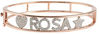 FADA GIOIELLI Bracciale Rigido in Argento 925 con Nome Personalizzabile ricoperto di Zirconi - Bracciale a Manetta Donna Chiusura a cassonetto - Idea Regalo (Oro Rosa)
