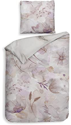 Heckett & Lane Mako-Satin Bettwäsche 155x220 Kos Natural Gräser Aquarell