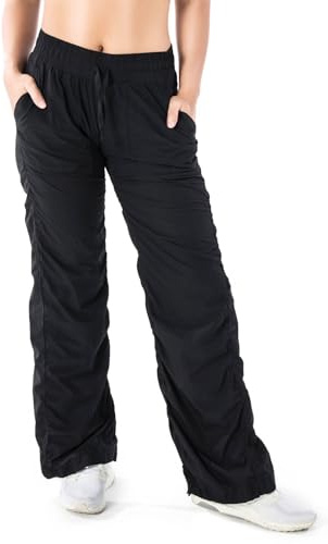 Yogipace Women's Lightweight Wrinkle Resistant Studio Travel Pants with UV Protection for Dance & Daily,31,Black,Size,S