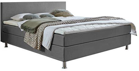 ATLANTIC home collection Edison Boxbett inklusive Rost und H3 Federkernmatratze, Graubraun, 180 x 200 cm