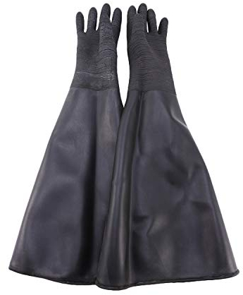 POOSR Gummi Schwarz Sand Strahl Handschuhe Streifen Sand Strahl Handschuhe für Strahl Kabine 65X 30Cm