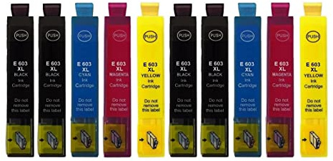 10 kompatible Druckerpatronen E 603 XL - 4 x Black, je 2 x Cyan, Magenta, Yellow kompatibel mit Epson Workforce WF- 2810 2820 2830 2835 2840 2850 2870