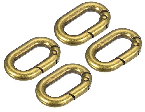 sourcing map Feder Ovaler Ring, 4 Stück 0,98 Zoll runde Feder Snap Clip Trigger Feder Schlüsselanhänger Schnalle für Taschen Geldbörsen Schlüsselanhänger, Messing