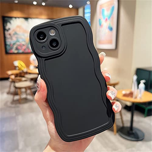 Emlivi Compatible with iPhone 12 Mini Case, Curly Wave Frame, Soft Silicone TPU Bumper for Men Girls, Shockproof Protective Case, Black