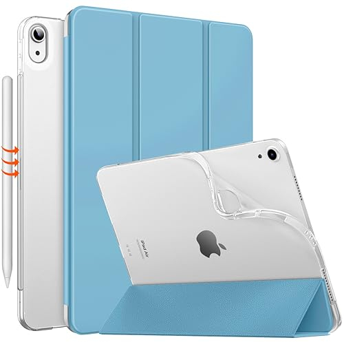 MoKo für iPad Air 11 Zoll Hülle 7./6. Generation M3/M2 2025/2024, iPad Air 5./4. Gen Hülle 2022/2020, Transluzent Matt Weich TPU Rückseite, Unterstützt Pencil Pro/2/USB-C, Nebliges Blau