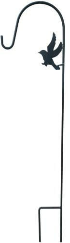 Muddy Hands 100cm Tall Heavy Duty Metal Bird Design Shepherds Crook Hook Stake for Hanging Garden Lights, Battery or Solar Lanterns, Bird Feeders, Plant Baskets