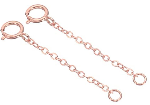 PATIKIL 1 Inch S925 Silver Necklace Extender, 2 Pack Gold Plated Chain Extenders Extension for Necklaces Bracelet Jewelry Making, Rose Gold