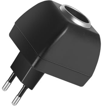 CGEAMDY Car Power Adapter AC to DC, Car Power Supply 220V to 12V(1A) Cigarette Lighter Adapter Socket, Cigarette Lighter Socket EU Plug, Car Plug Adapter Socket for Most Cars Van Truck Electric