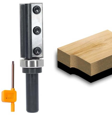 Sinoprotools Wendeplatten Bündigfräser,12mm Schaft Bündiger Fräser Schnittlänge 50mm,mit 4-seitigen Austauschbare Hartmetall(HW),mit Kugellager,für Holzbearbeitung Bündig Trimmen.(S=12,Ф=22,I=50)