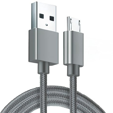 SmartShopES Cable USB A/microUSB 2.4A, 2M, Aluminio Nylon USB, Compatible con Mando PS4 y dispositivos microUSB