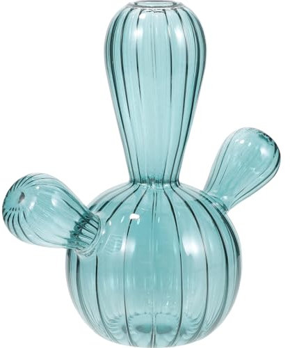PartyKindom Dekorative Glasvase aus Glas Blaue Kaktusvase für Blumen und Pflanzen Tischdekoration für Zuhause und Garten
