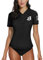 BesserBay Damen Badeshirt Oberteil UV Shirt 1/4 Zip UPF 50+ Sonnenschutz Schwarz Kurzarm Rash Guard M