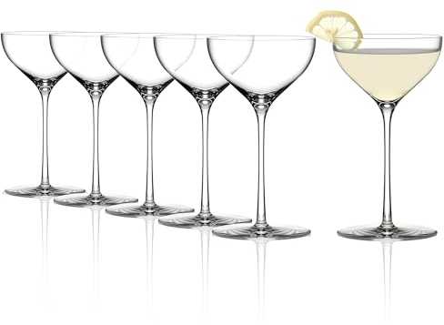 Stölzle Lausitz Kyoto Nick and Nora Glas 6er-Set I 190ml Cocktailschalen ideal für Martini oder Manhattan I Nach unten spitz zulaufende Cocktailgläser I Elegante, japanische Cocktailschale