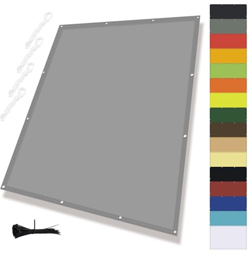 MENGH Sonnenschutz Netz,Terrassen Windschutz mit Seil,Sonnensegel Wasserdicht Rechteck,PES Polyester ReißFest Wetterfestfür Gartenanlagen, Camping und Freizeit Grau 2x2m