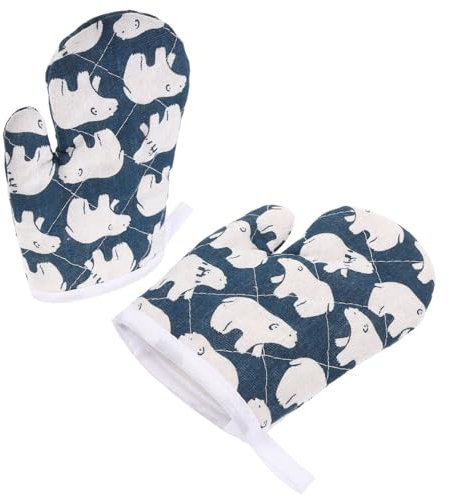 HOLIDYOYO 2stücke Junge Mädchen Ofenhandschuhe Canvas Hitzebeständig Links Rechts Tragbar rutschfest Isolierende Backhandschuhe Für Küche Und Ofen