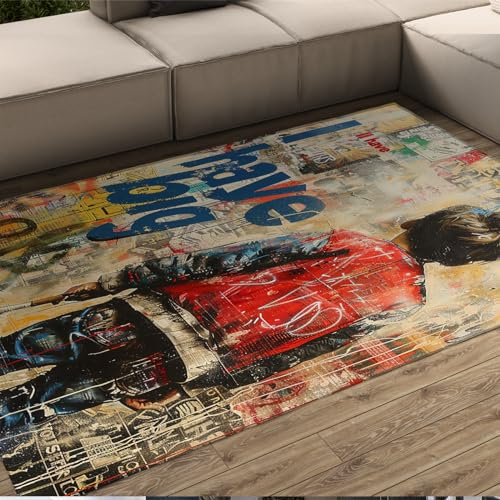 Straße Graffiti Kunst Teppiche Banksy Kleiner Junge Bunte Badezimmerteppiche Moderner weicher Läufer Teppich Küche Spielzimmer Eingang rutschfest 60x180cm