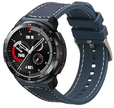 kwmobile Armband kompatibel mit Honor Watch GS Pro Band - Aus Nylon und Silikon - Fitnesstracker Sportarmband Dunkelblau - Innenmaße 14-22 cm