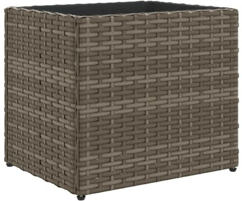 vidaXL Pflanzkübel, Pflanzkasten mit Stahlgestell, Blumenkasten für Garten Terrasse, Blumenkübel Blumentopf Hochbeet, Grau Poly Rattan