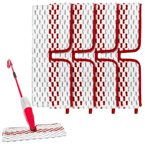 4 Pièces Recharge pour Vileda Serpillere 12 Spray Max, 100% Serpillere Microfibre pour Balai, Réutilisable, pour Convient à Tout Type de Sols