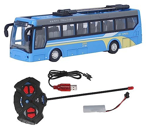 BSTCAR Ferngesteuerter Bus Spielzeug Kinder 1:48 Maßstab Wiederaufladbar RC Schulbus Elektronische Spielfahrzeuge Simulation Bus und Mädchen (Blau)