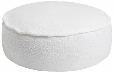 MEOWBABY Sitzsack Rund für Kinder - Sitzpouf Kindermöbel Indoor Pouf, Boucle, Weiß