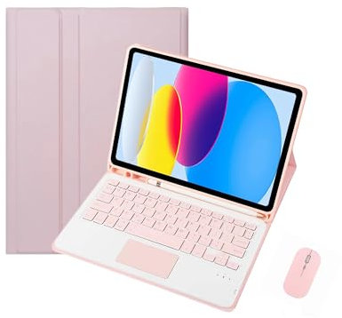 Funda con Teclado para Samsung Galaxy Tab A7 de 10,4 Pulgadas 2022/2020 (SM-T500/T503/T505/T507/T509), Funda Inteligente Delgada con Teclado Bluetooth Desmontable, con portalápices(Pink)