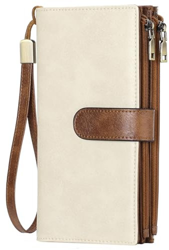 GOIACII Portefeuille Femme Cuir avec Blocage RFID Grande Femmes Embrayage avec Plusieurs Emplacements pour Cartes et Fermeture éclai