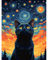 Modojuny peinture par numéros pour adultes et enfants - Paint by Numbers Kit avec peintures acryliques et pinceaux – Cadeau et décoration murale - 30 x 40 cm - Chat noir (sans cadre) - 9 ans et plus