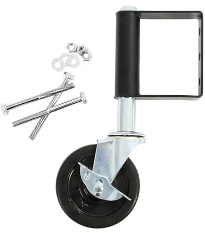 Wiltec Torrolle mit Bremse bis 100 kg Traglast, Torlaufrolle mit Gummirad, Schiebetorrolle aus pulverbeschichtetem Material, Lenkrolle für Schiebetor und Gartentor