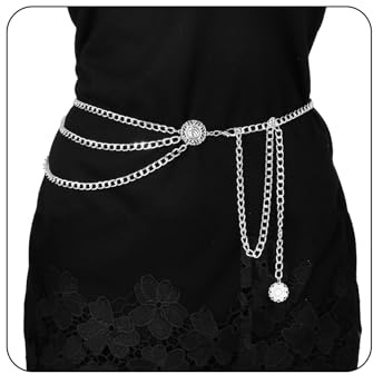 Milakoo Multilayer Waist Chain Belts Metal Body Belly Chains Women Adjustable Layered Jewelry Jeans Belt for Dresses Jeans Trousers Gold/Silver