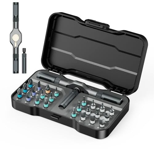 Ankilo 24 in 1 Magnetic Screwdriver Set, DIY Ratchet Screwdriver Set with Rotatable Ratchet Handle, Repair Tool Kit, Small Ratchet Set in case for Furniture Computer Bicycle, Best Gift for Father Day