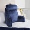 OHS Reading Pillow with Head Rest, Detachable Neck Roll Adult Cuddle Cushion for Gaming Super Soft High Back Support Pillow with Arms Bed Seat Cushion for Relaxing Comfy, Navy Blue