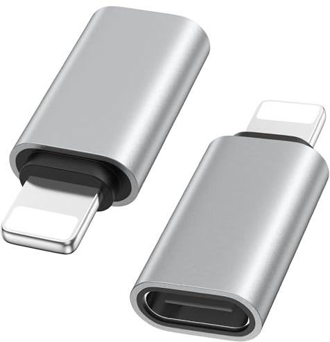 Amzpas 2 PEZZI Adattatore USB C a Lightning, Adattatore Lightning USB C per iPhone 14 13 12 11 Pro Max/iPad/Airpods, Supporta la Ricarica/Sincronia dei Dati, NON per OTG/Cuffie/Audio (Argento)